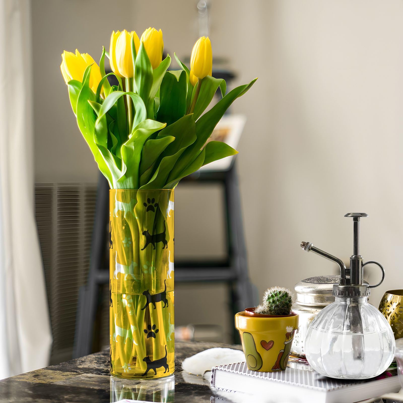 Amazon.co.jp: SUKAU 花瓶 猫 黄色 割れない おしゃれ 透明